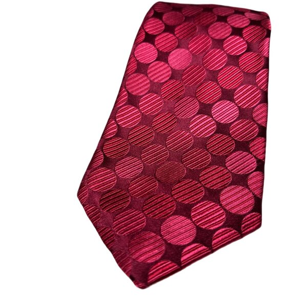 Chelsea by Robert Talbott Silk Tie – Red with Pink & Magenta Circle Motif - Picture 2 of 3